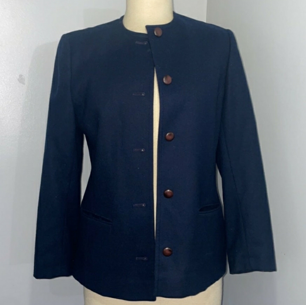 Pendleton Navy Wool Coat Vintage Red Label Petite Size S